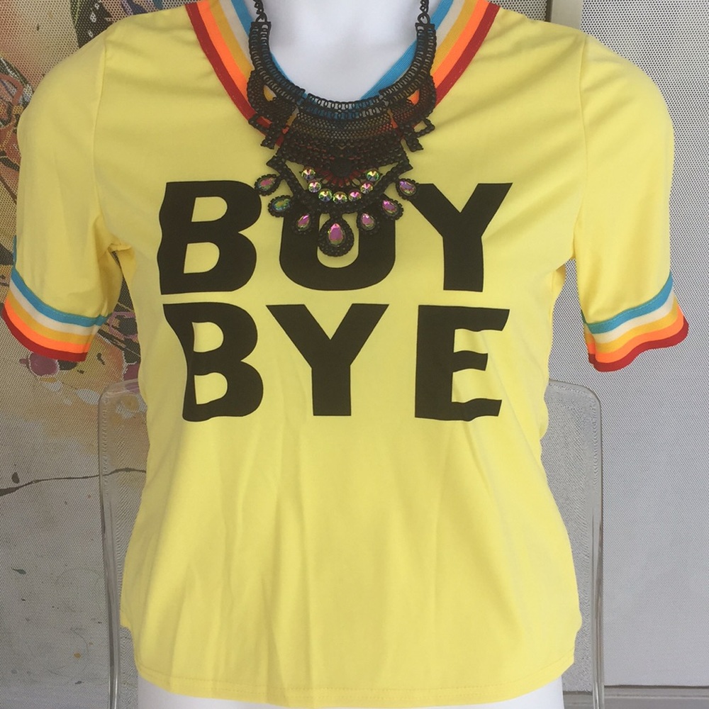 Boy Bye Rainbow Trim Top